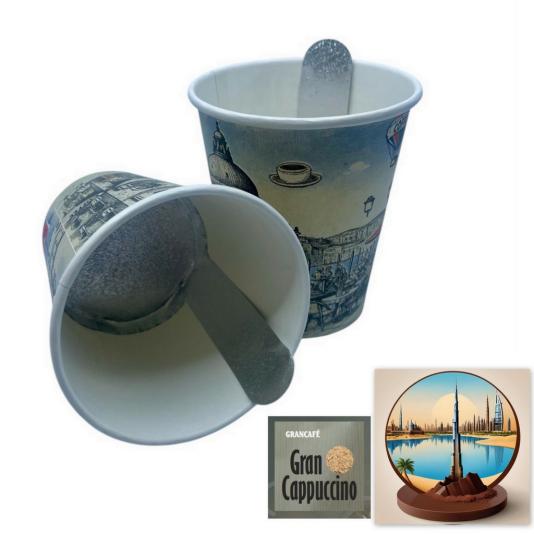Grancafé - Dubaji Csokis Cappuccino - InCup - egyadagos dubaji csokis cappuccino a pisztácia és a csokoládé varázsával