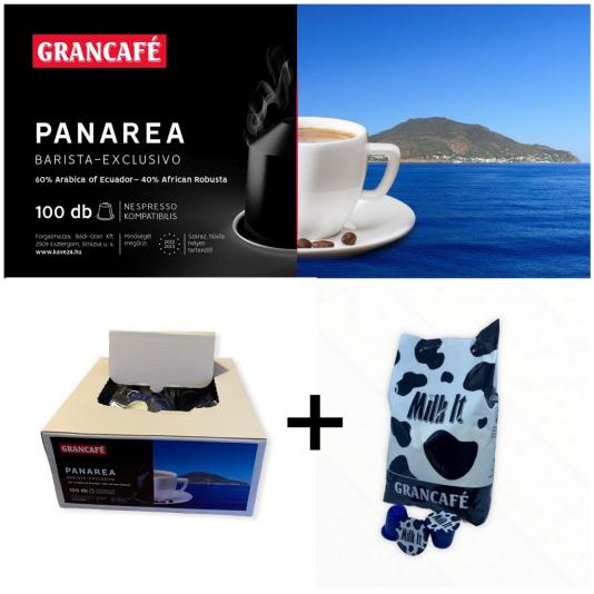 PANAREA barista exclusivo 40% African Robusta - 60% Arabica of Ecuador MEGAPACK csomag – Nespresso® kompatibilis kávékapszula + Milk It tejkapszula